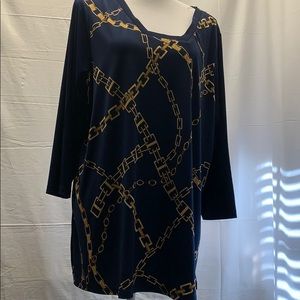 Navy blue and gold top